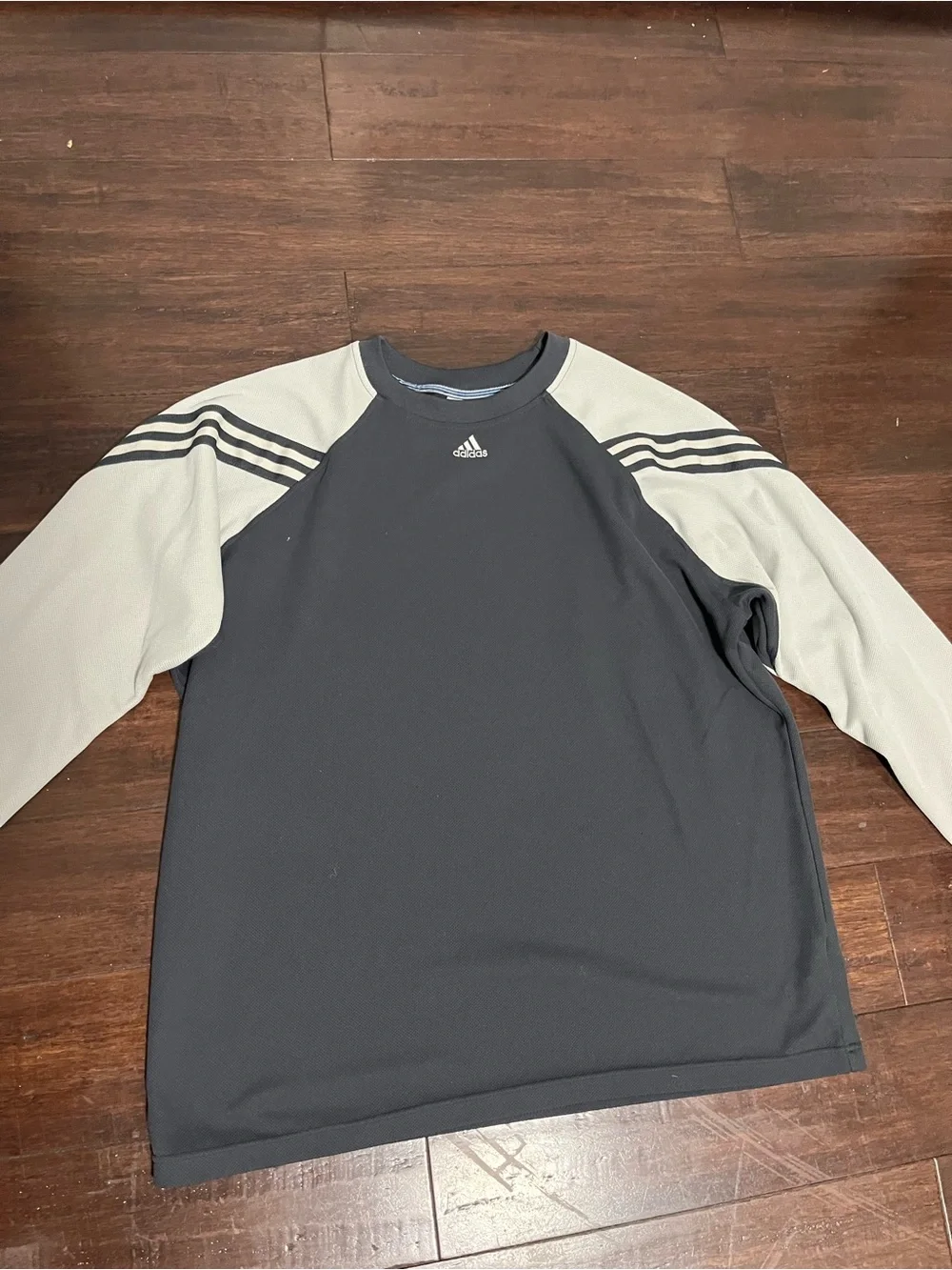 adidas Men’s Black Body with Light Gray Raglan Sleeve Crew